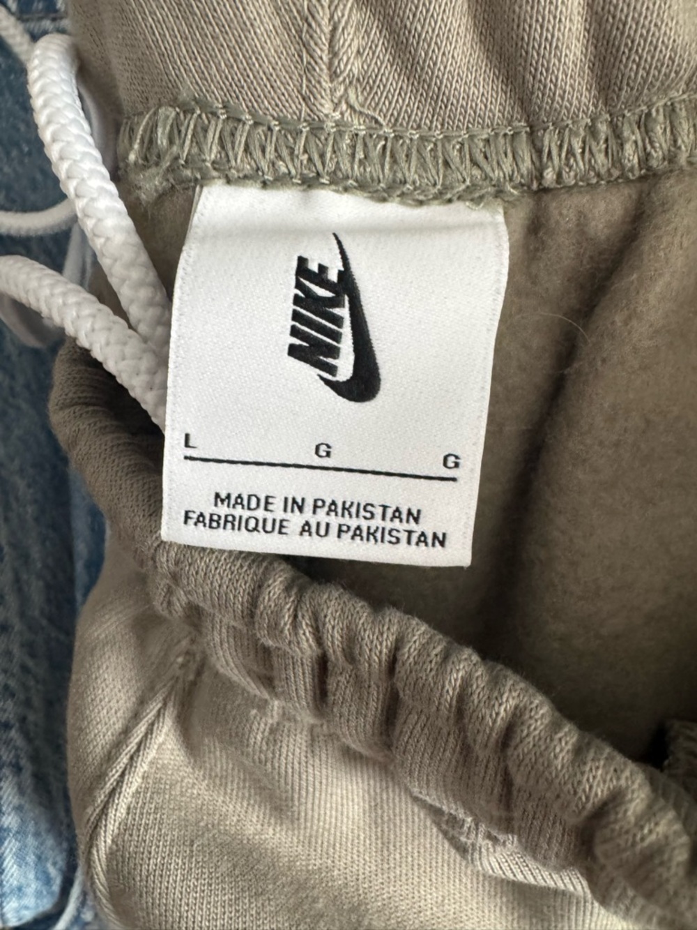 Nike Olive/Tan Drawstring Sweatpants with White Swoosh Tag - Picture 3 of 3